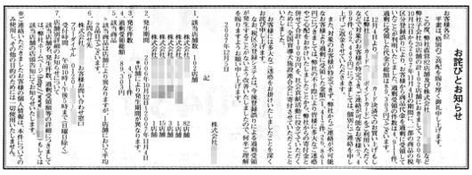 スーパーにおける商品代金過剰受領のお詫び